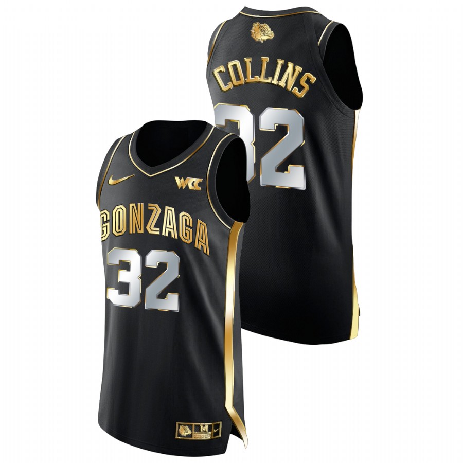 Men Gonzaga Bulldogs Zach Collins Golden Edition College Basketball Jersey Black