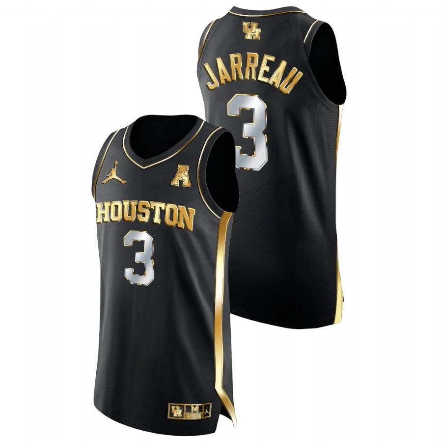 Men Houston Cougars DeJon Jarreau Golden Edition College Basketball Jersey Black