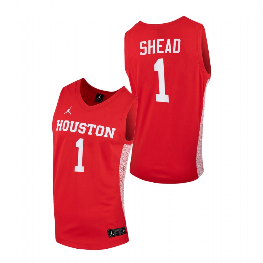 Men Houston Cougars Jamal Shead Replica 2020-21 College Basketball Jersey Red