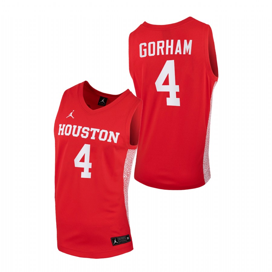 Men Houston Cougars Justin Gorham Replica 2020-21 College Basketball Jersey Red