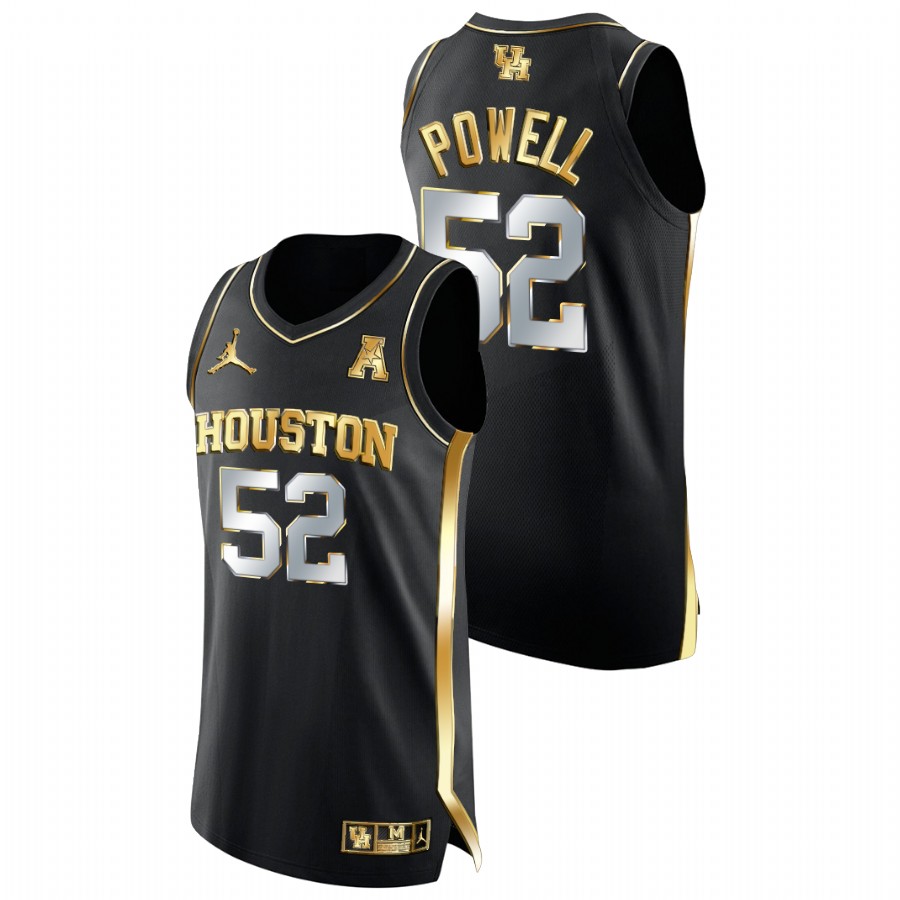 Men Houston Cougars Kiyron Powell Golden Edition College Basketball Jersey Black