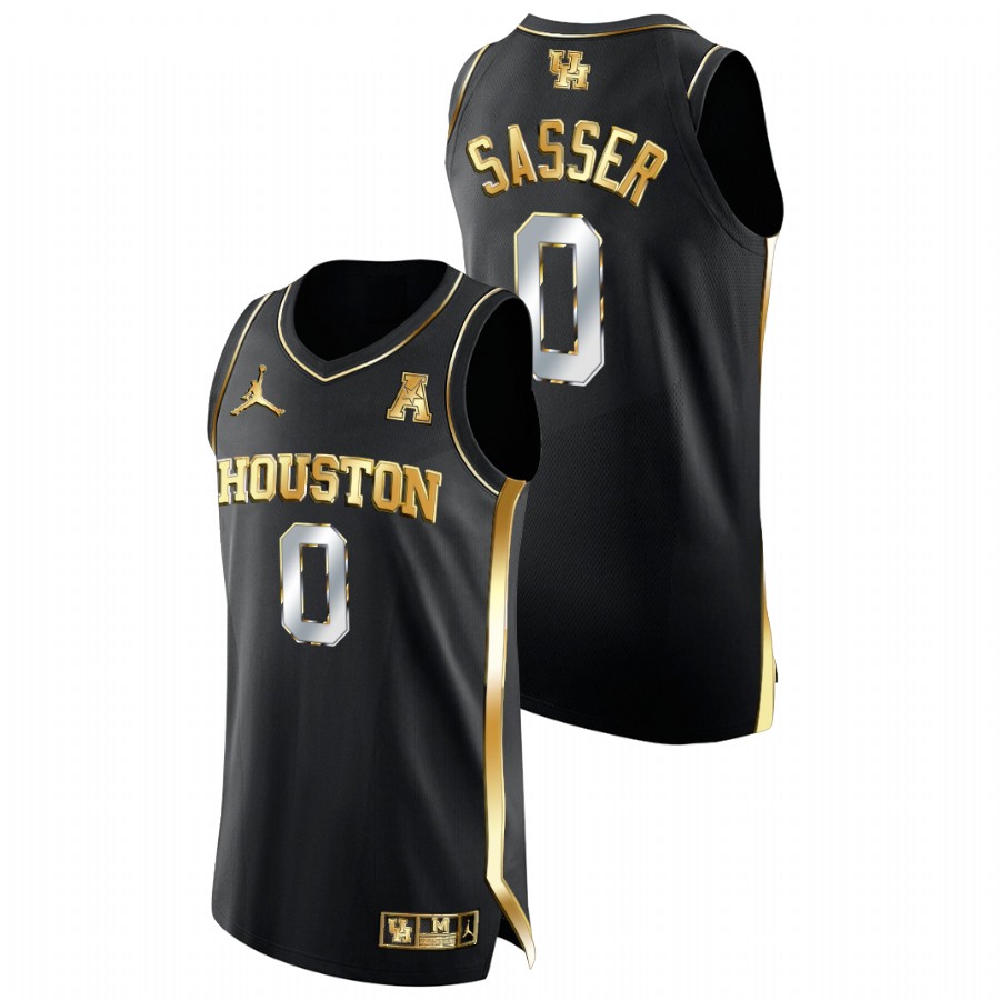 Men Houston Cougars Marcus Sasser Golden Edition College Basketball Jersey Black