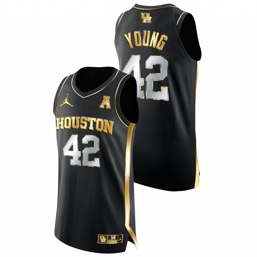 Men Houston Cougars Michael Young Golden Edition College Basketball Jersey Black