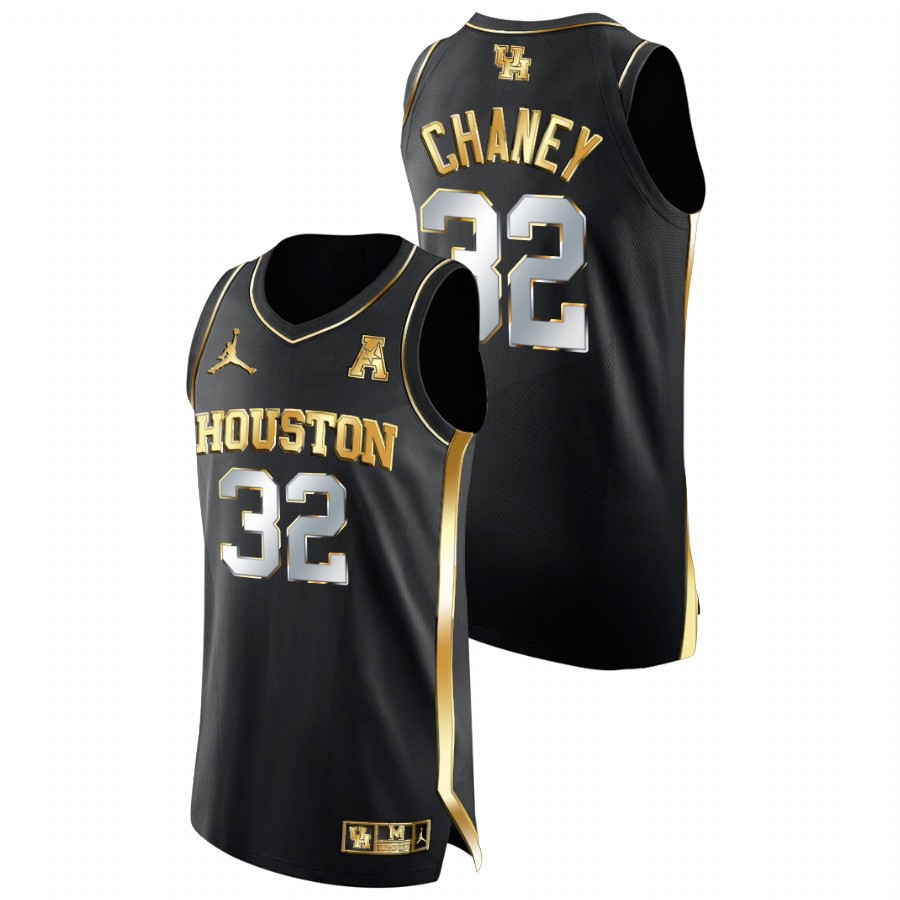 Men Houston Cougars Reggie Chaney Golden Edition College Basketball Jersey Black