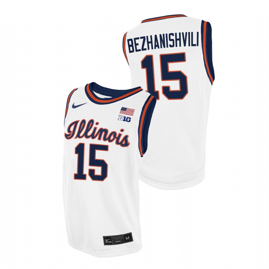 Men Illinois Fighting Illini Giorgi Bezhanishvili Throwback 2021 College Basketball Jersey White