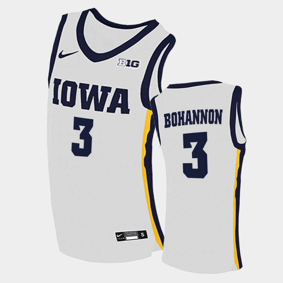 Men Iowa Hawkeyes #3 Jordan Bohannon Nike 2020 White Home College Basketball Jersey