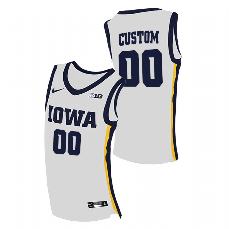 Men Iowa Hawkeyes Custom Home 2020-21 College Basketball Jersey White
