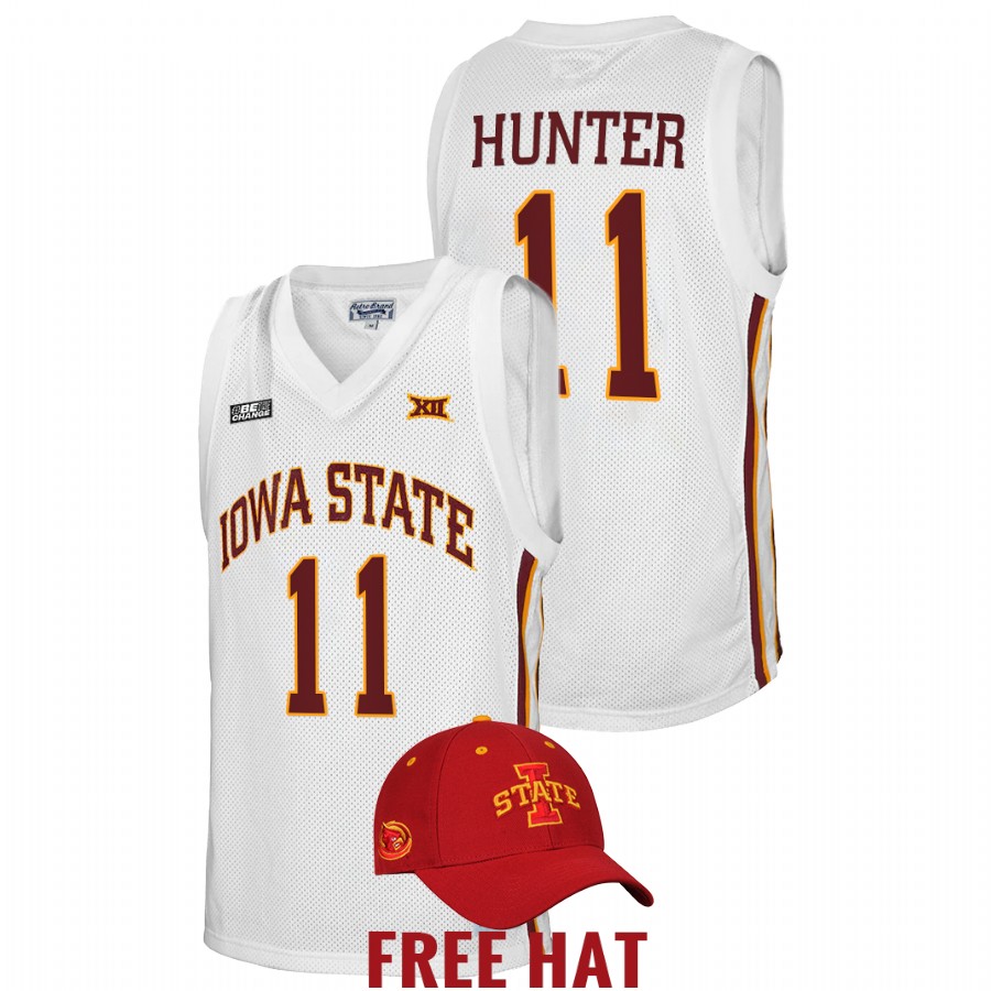 Men Iowa State Cyclones Tyrese Hunter 2021-22 Free Hat Jersey White