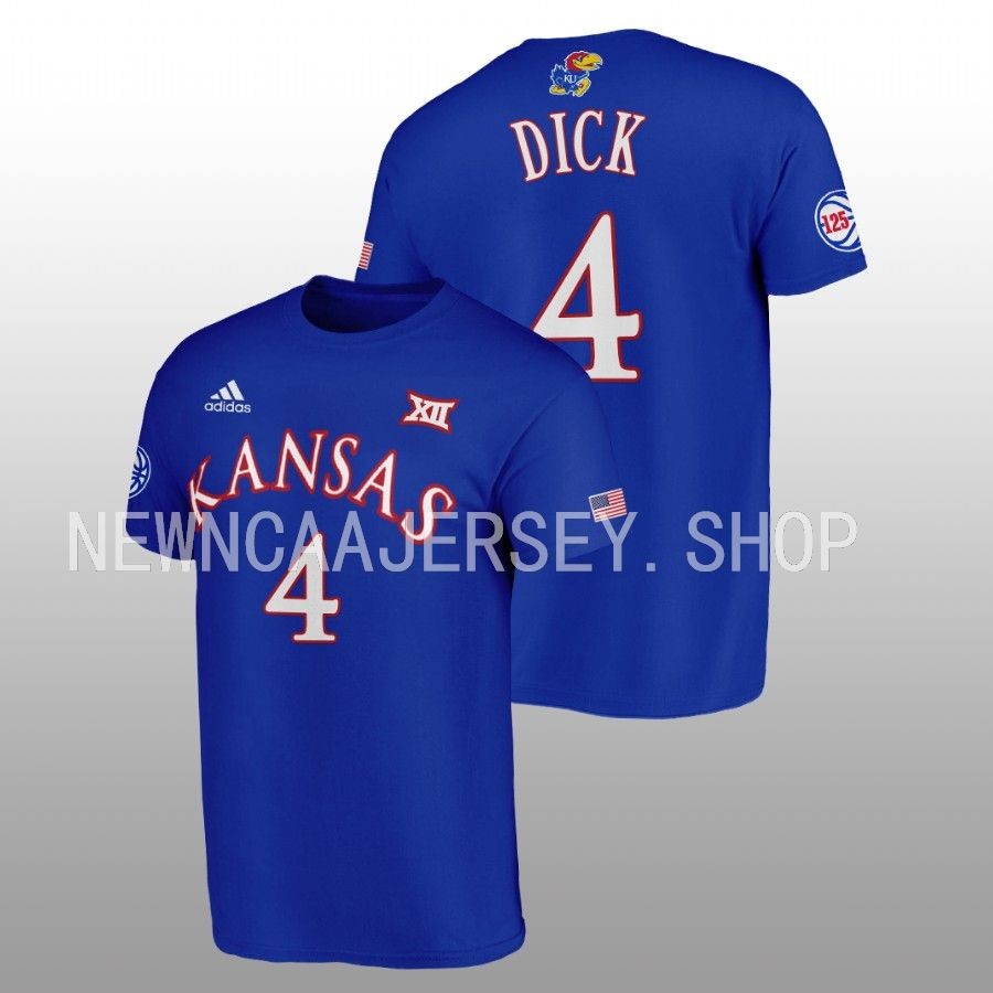 Men Kansas Jayhawks 125th Year Gradey Dick Blue T-Shirt