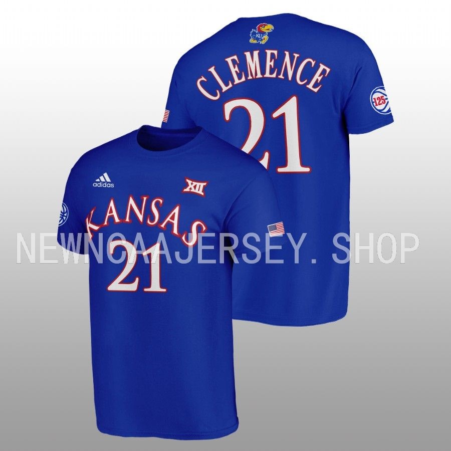 Men Kansas Jayhawks 125th Year Zach Clemence Blue T-Shirt