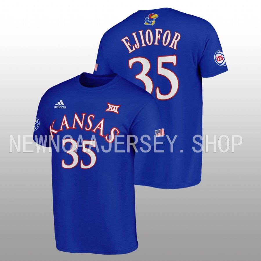 Men Kansas Jayhawks 125th Year Zuby Ejiofor Blue T-Shirt