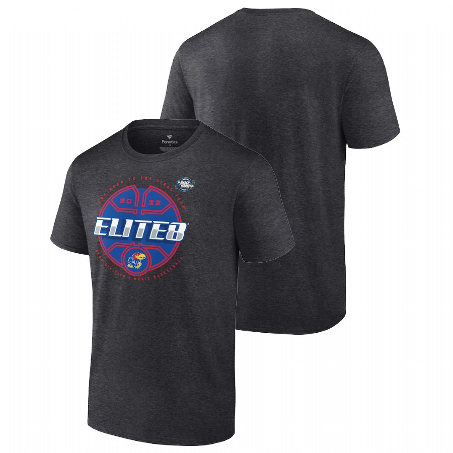 Men Kansas Jayhawks 2022 NCAA March Madness Elite Eight Basketball Tournament T-Shirt Charcoal