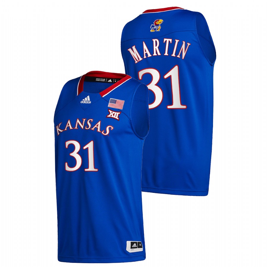 Men Kansas Jayhawks Cam Martin 2021-22 Away Jersey Blue