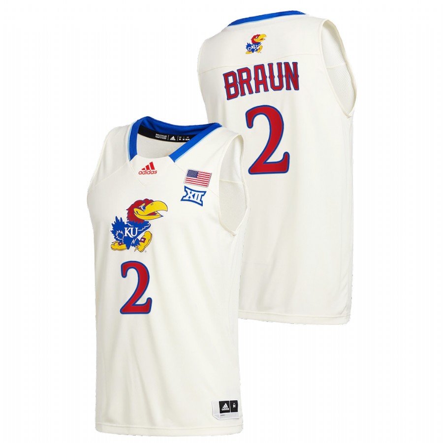Men Kansas Jayhawks Christian Braun College Basketball 2020-21 New Season Jersey Cream