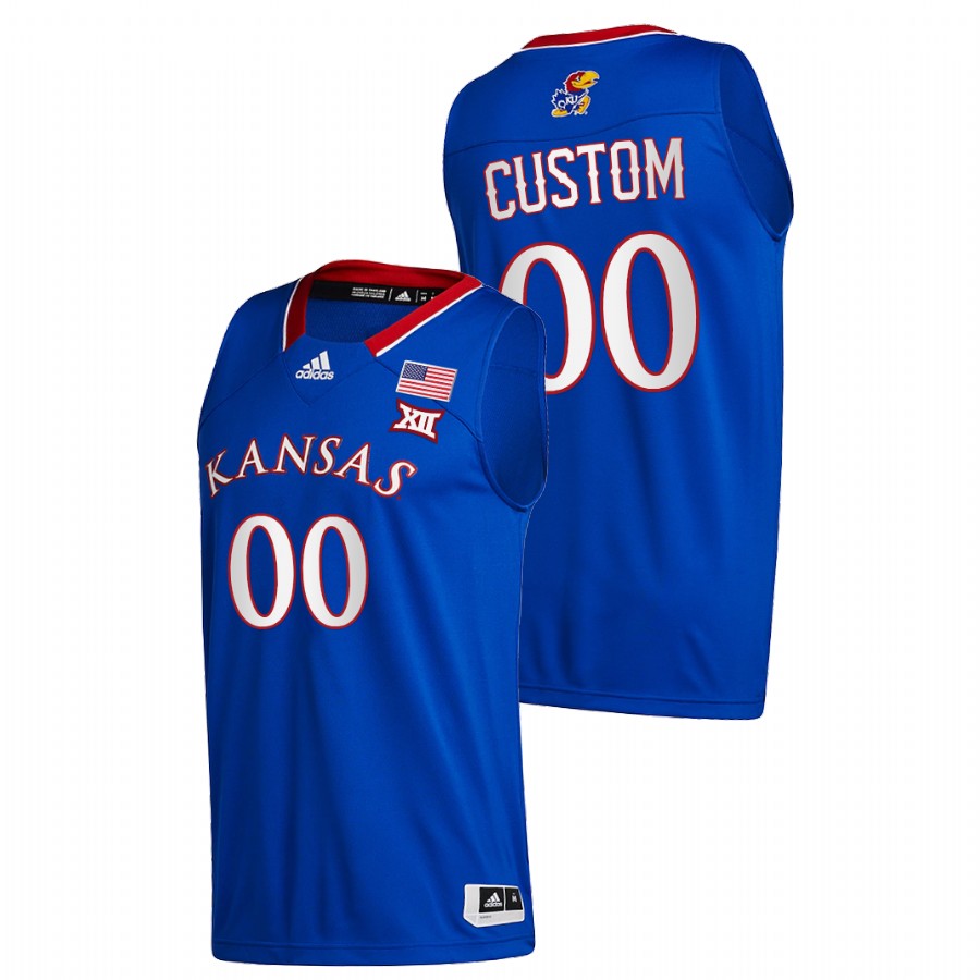 Men Kansas Jayhawks Custom College Basketball 2020-21 New Season Jersey Royal