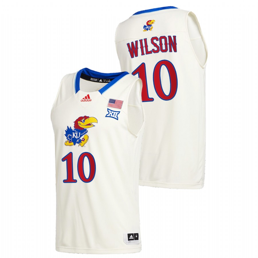 Men Kansas Jayhawks Jalen Wilson College Basketball 2020-21 New Season Jersey Cream