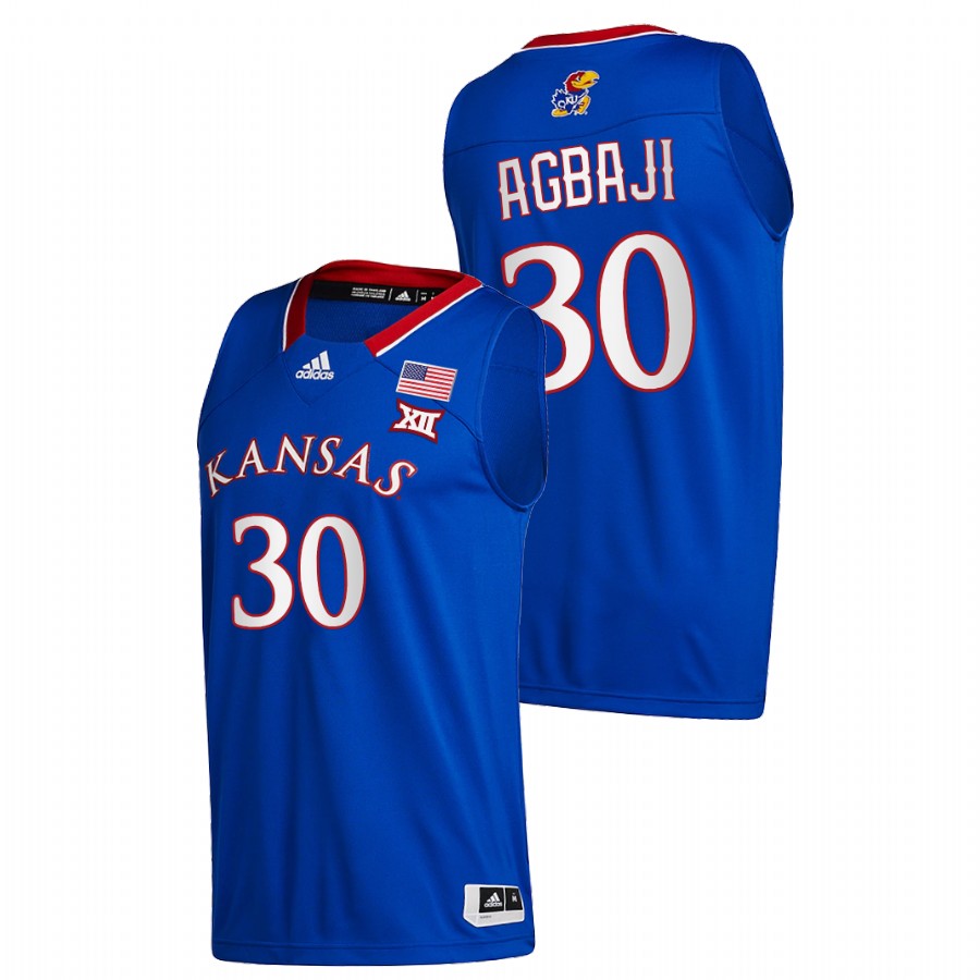 Men Kansas Jayhawks Ochai Agbaji College Basketball 2020-21 New Season Jersey Royal