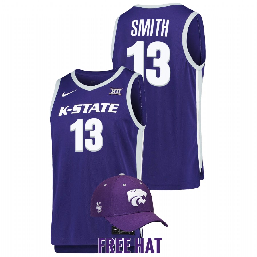 Men Kansas State Wildcats Mark Smith 2022 Free Hat Jersey Purple