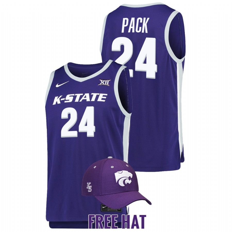 Men Kansas State Wildcats Nijel Pack 2022 Free Hat Jersey Purple