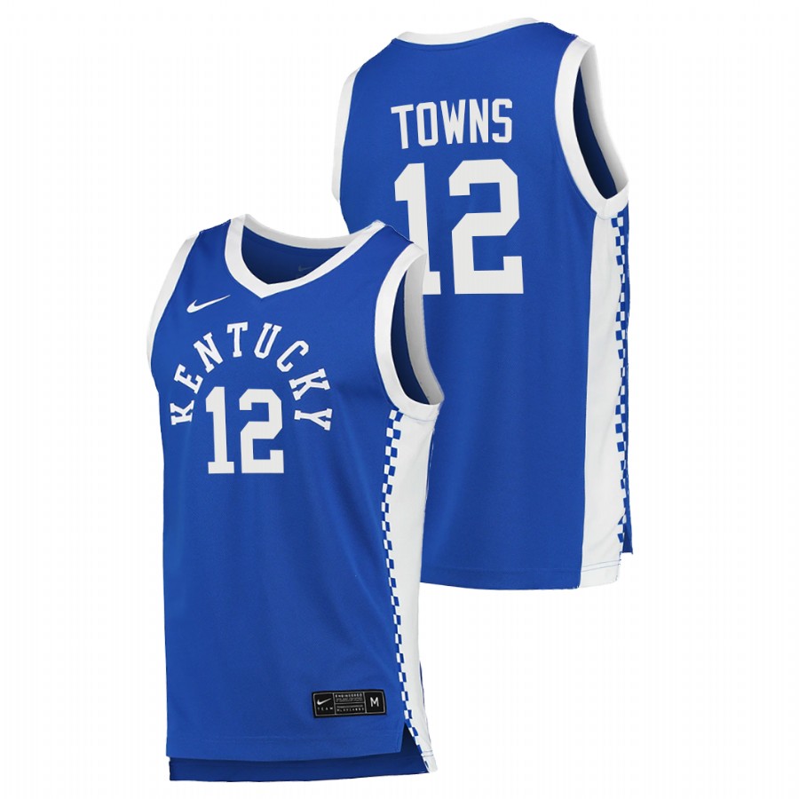Men Kentucky Wildcats Karl-Anthony Towns College Basketball 2020-21 Jersey Blue