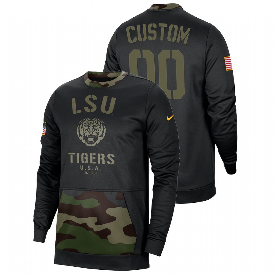 Men LSU Tigers Custom Camo Veterans Day 2021 Military Appreciation Pullover Sweatshirt