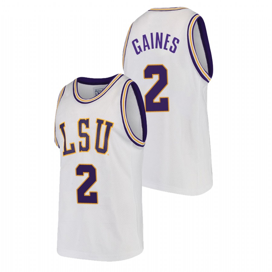 Men LSU Tigers Eric Gaines 2022 Jersey White