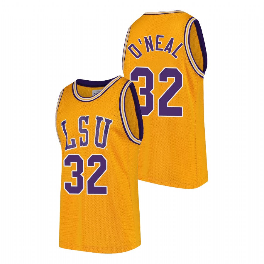 Men LSU Tigers Shareef O'Neal College Basketball 2020-21 Replica Jersey Gold