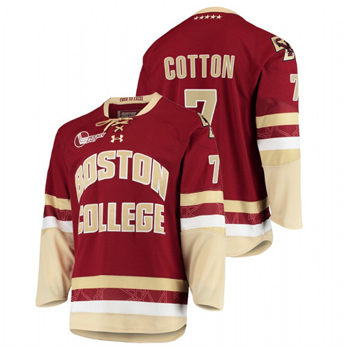 Men Maroon Boston College Eagles David Cotton College Hockey Jersey