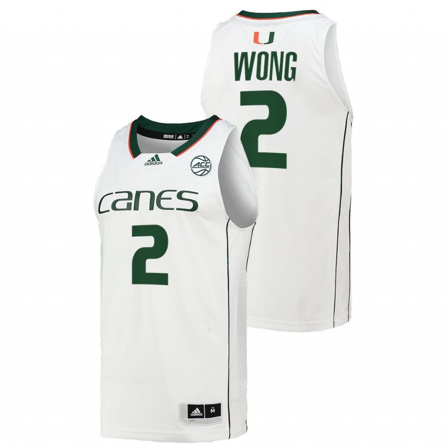 Men Men's Jersey Miami Hurricanes Isaiah Wong White College Basketball Jersey