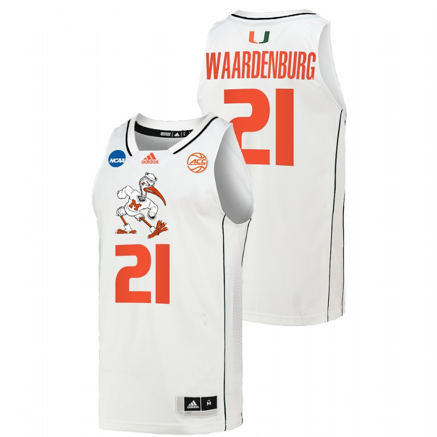 Men Men's Jersey Miami Hurricanes Sam Waardenburg White 2022 NCAA March Madness Basketball Jersey