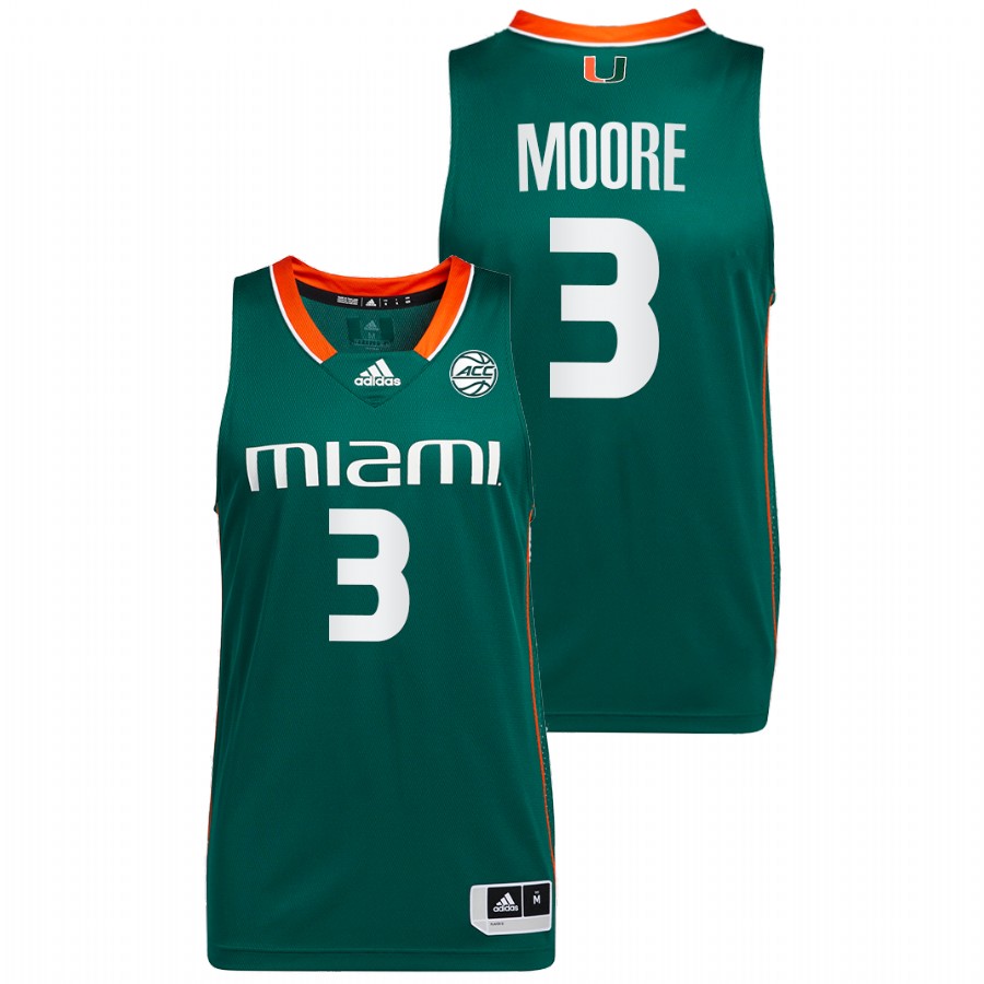 Men Miami Hurricanes Charlie Moore 2022 Jersey Green Men's Jersey