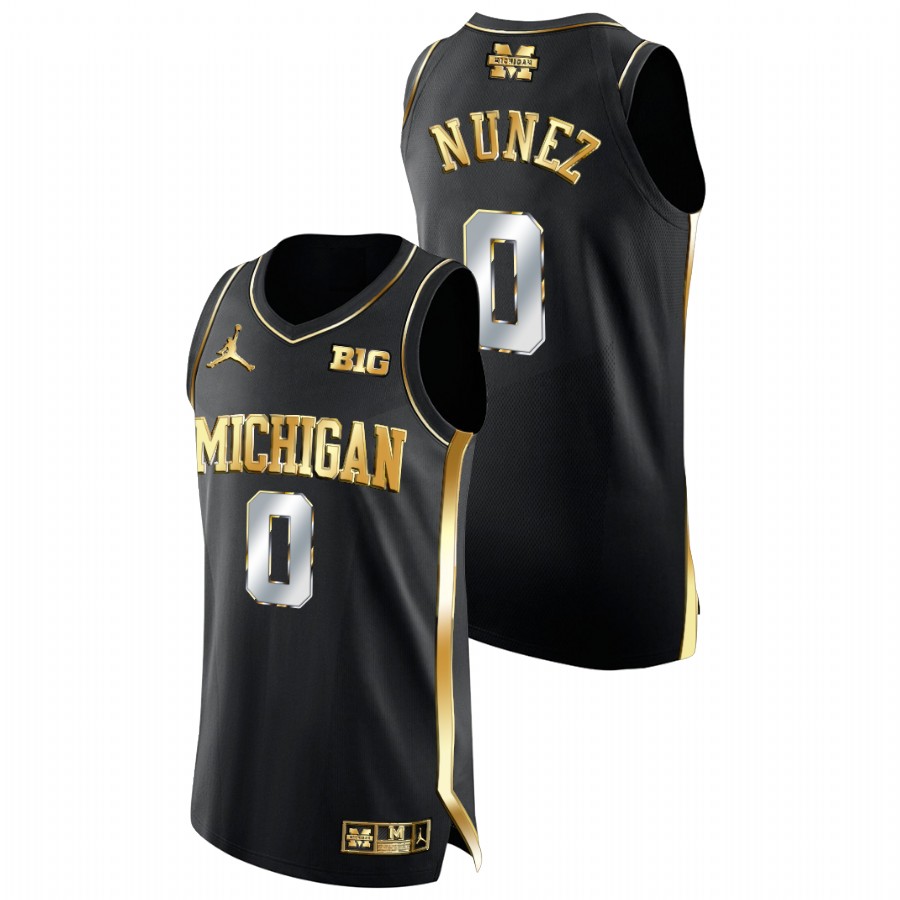 Men Michigan Wolverines Adrien Nunez Golden Edition College Basketball Jersey Black