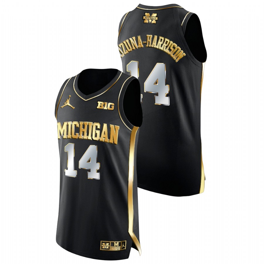 Men Michigan Wolverines Rico Ozuna-Harrison Golden Edition College Basketball Jersey Black