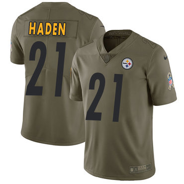 Men Nike Pittsburgh Steelers #21 Joe Haden Limited Olive 2017 Salute to Service NFL Jersey