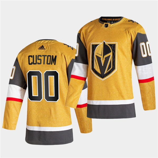 Men Vegas Golden Knights Custom adidas Alternate Gold Jersey Stitched