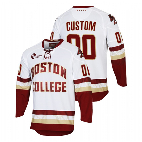 Men White Boston College Eagles Custom College Hockey Replica Jersey
