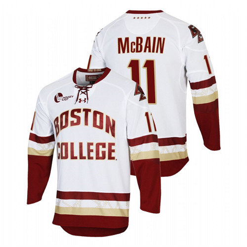 Men White Boston College Eagles Jack McBain College Hockey Replica Jersey