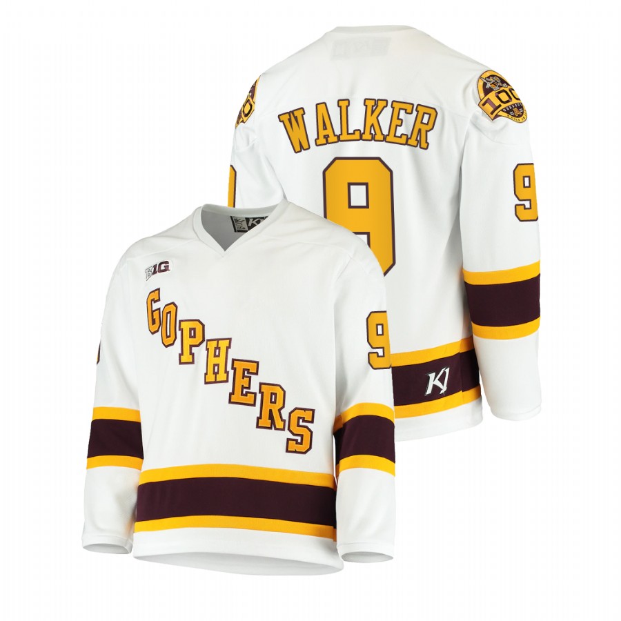Men White Minnesota Golden Gophers Sammy Walker 100th Season College Hockey Jersey