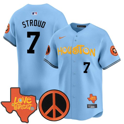 Men’s Astros Love Street & Peace Sign Patch Vapor Premier Limited Jersey V2 #7 STROUD