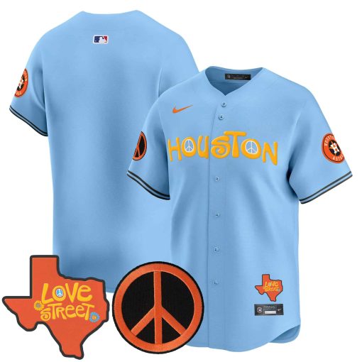 Men’s Astros Love Street & Peace Sign Patch Vapor Premier Limited Jersey V2 BLANK