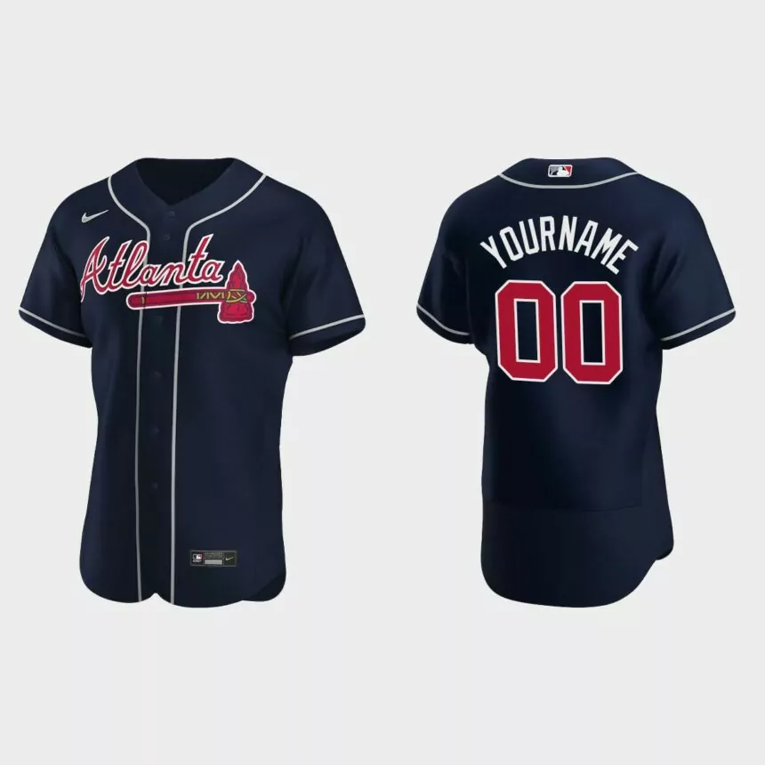 Men’s Atlanta Braves Navy Authentic 2020 Alternate Custom Jersey