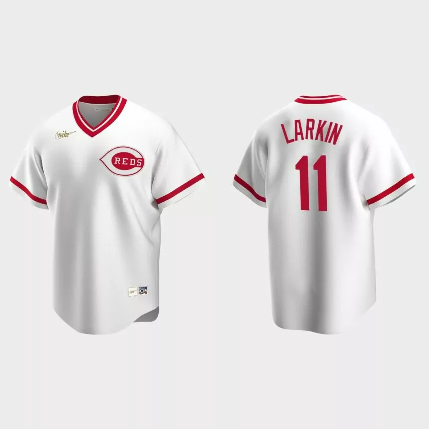 Men’s Barry Larkin Cincinnati Reds Cooperstown Collection Home Jersey – White