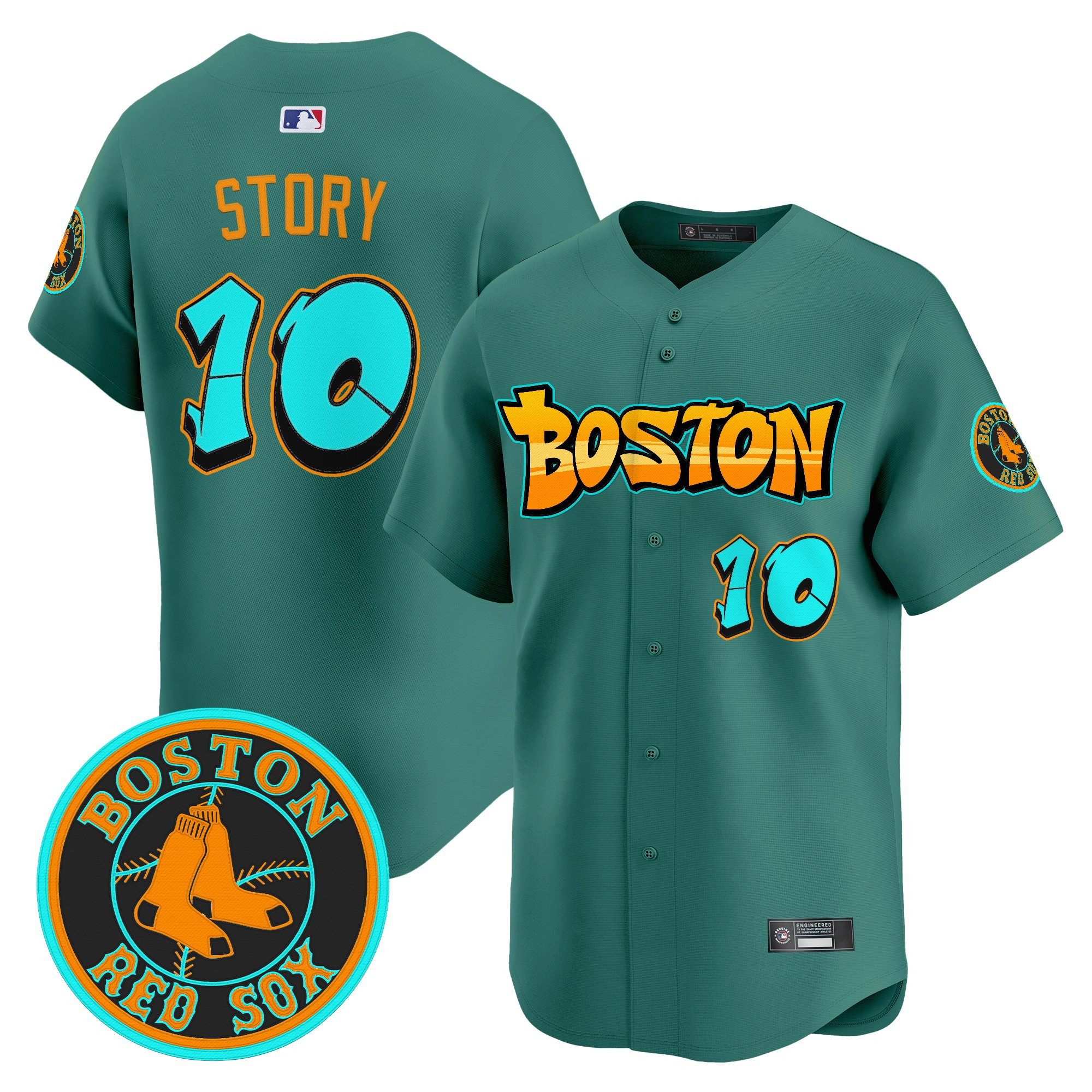 Men’s Boston Red Sox ‘Graffiti Streetstyle Edition’ Vapor Premier Limited Jersey green #10 Trevor Story