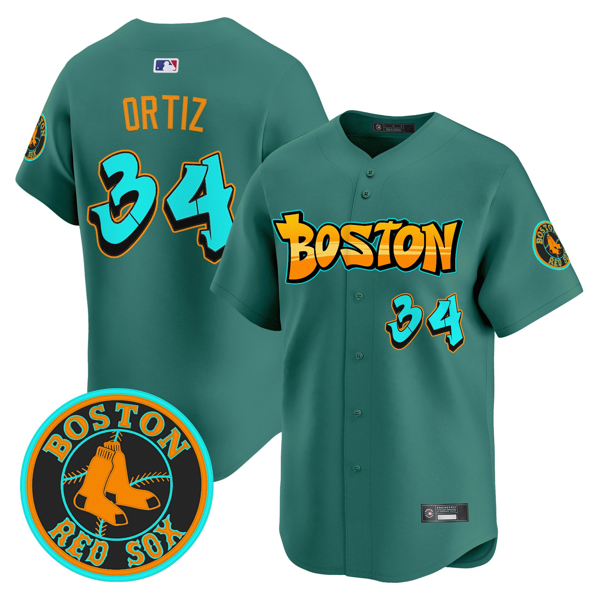 Men’s Boston Red Sox ‘Graffiti Streetstyle Edition’ Vapor Premier Limited Jersey green #34 David Ortiz