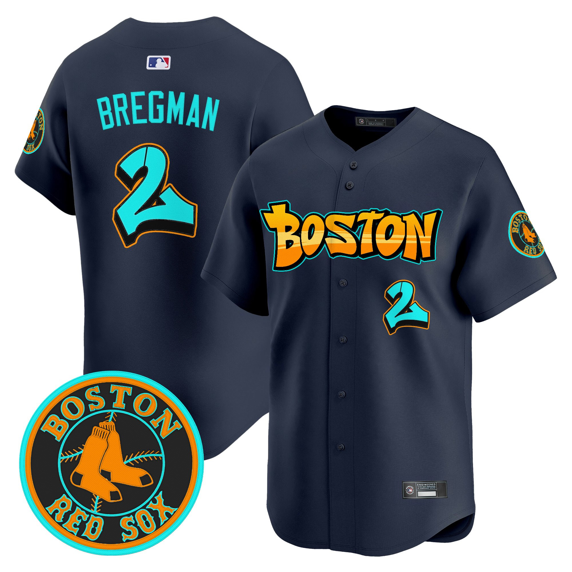 Men’s Boston Red Sox ‘Graffiti Streetstyle Edition’ Vapor Premier Limited Jersey navy #2 Alex Bregman