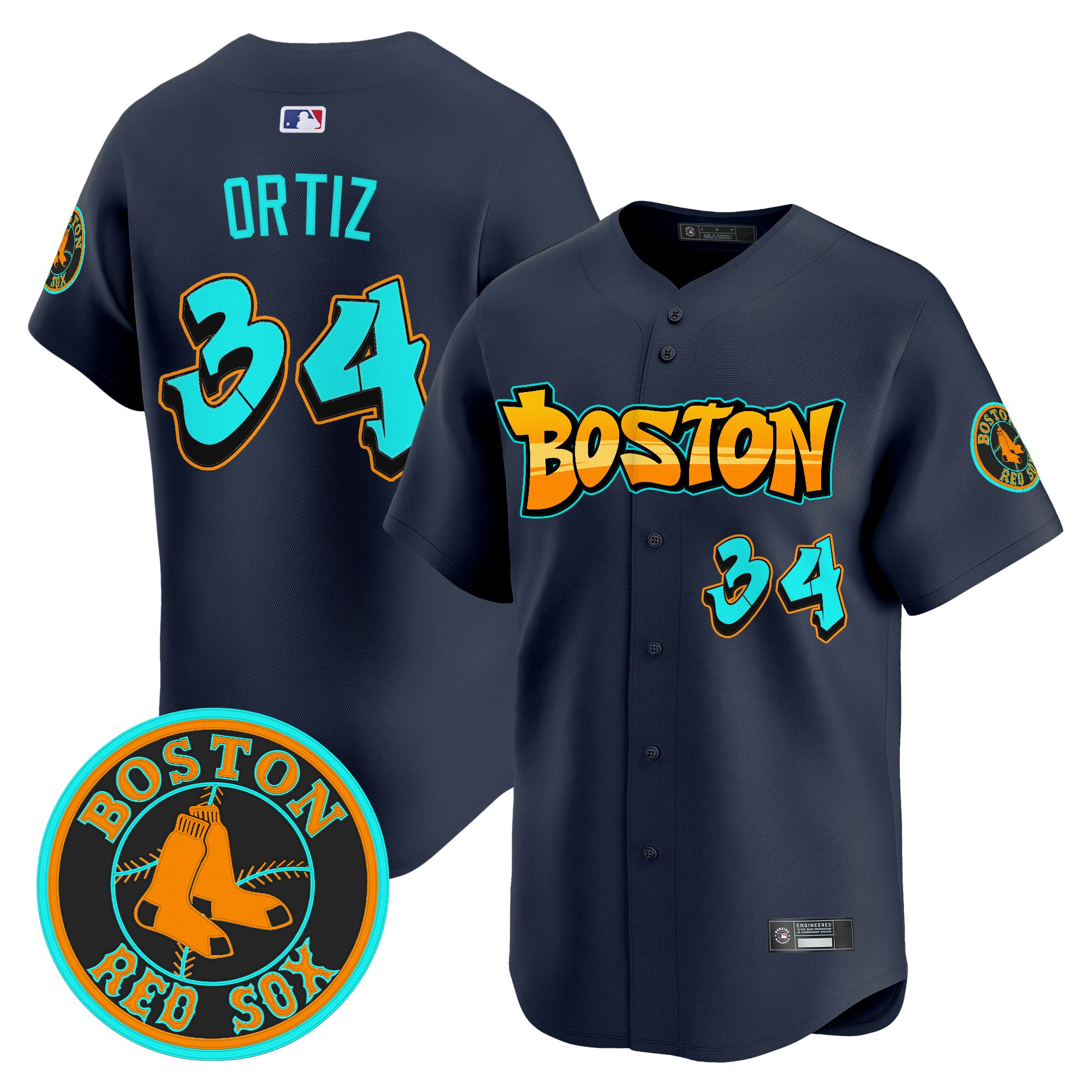 Men’s Boston Red Sox ‘Graffiti Streetstyle Edition’ Vapor Premier Limited Jersey navy #34 David Ortiz