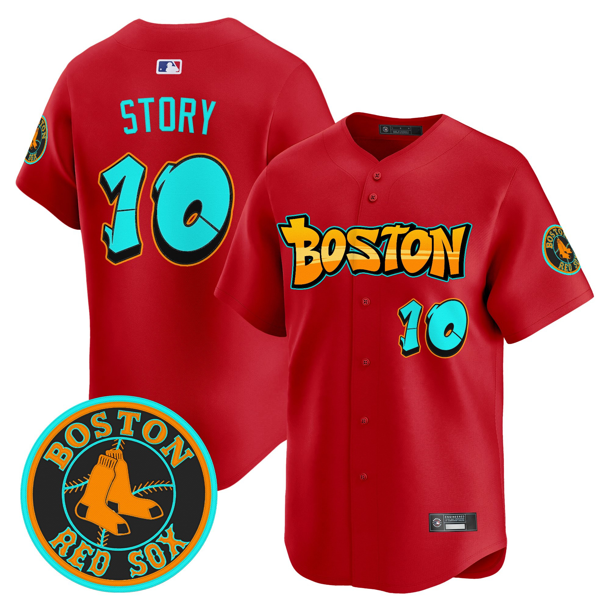 Men’s Boston Red Sox ‘Graffiti Streetstyle Edition’ Vapor Premier Limited Jersey red #10 Trevor Story