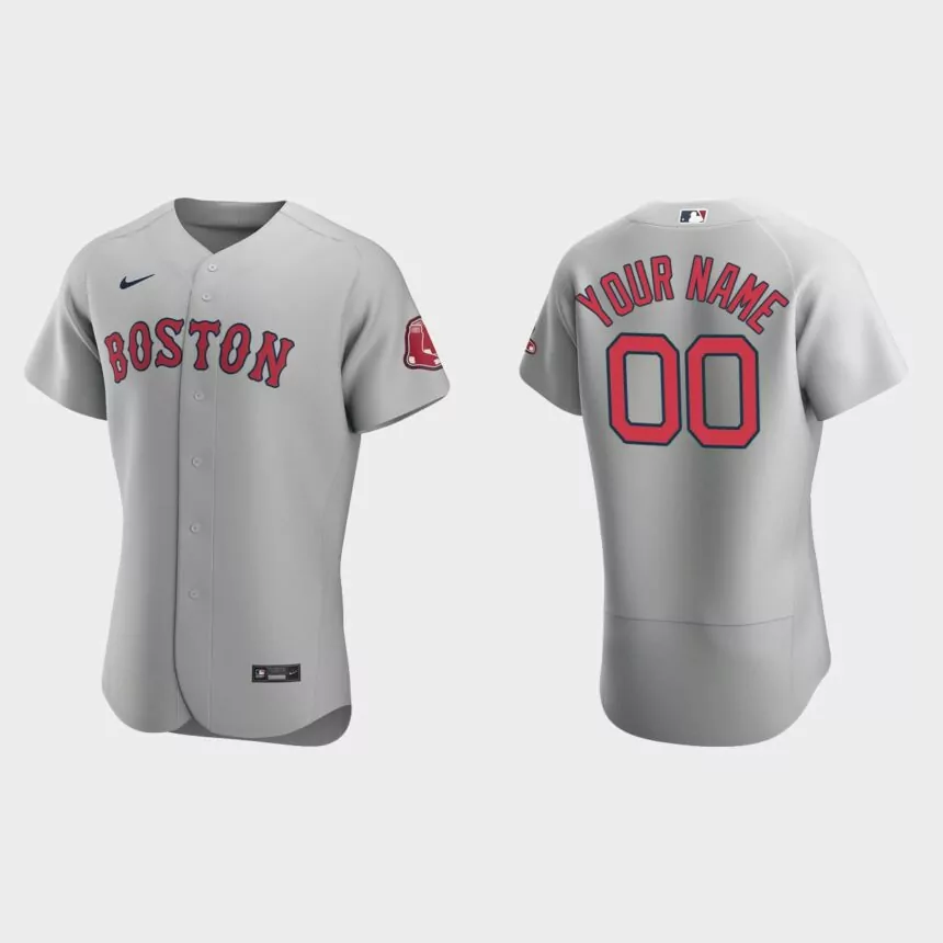 Men’s Boston Red Sox Gray Authentic Road Custom Jersey