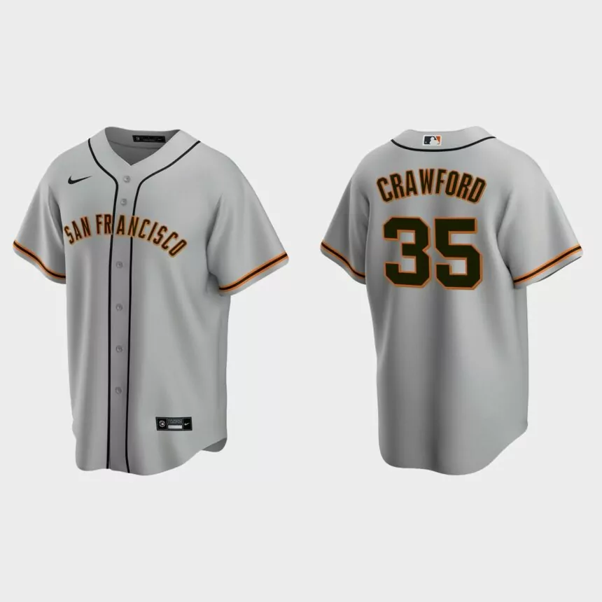 Men’s Brandon Crawford #35 San Francisco Giants Road Replica Jersey – Gray