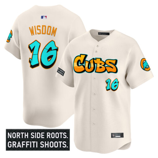 Men’s Chicago Cubs ‘Graffiti North Side Edition’ Vapor Premier Limited Jersey #16 Patrick Wisdom
